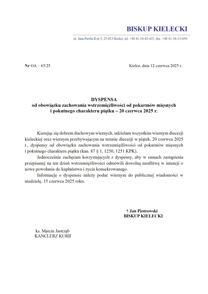 Dyspensa - piątek, 20 czerwca 2025 r. conv 1