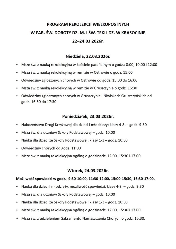 PROGRAM REKOLEKCJI Wielkopostnych 2026 conv 1