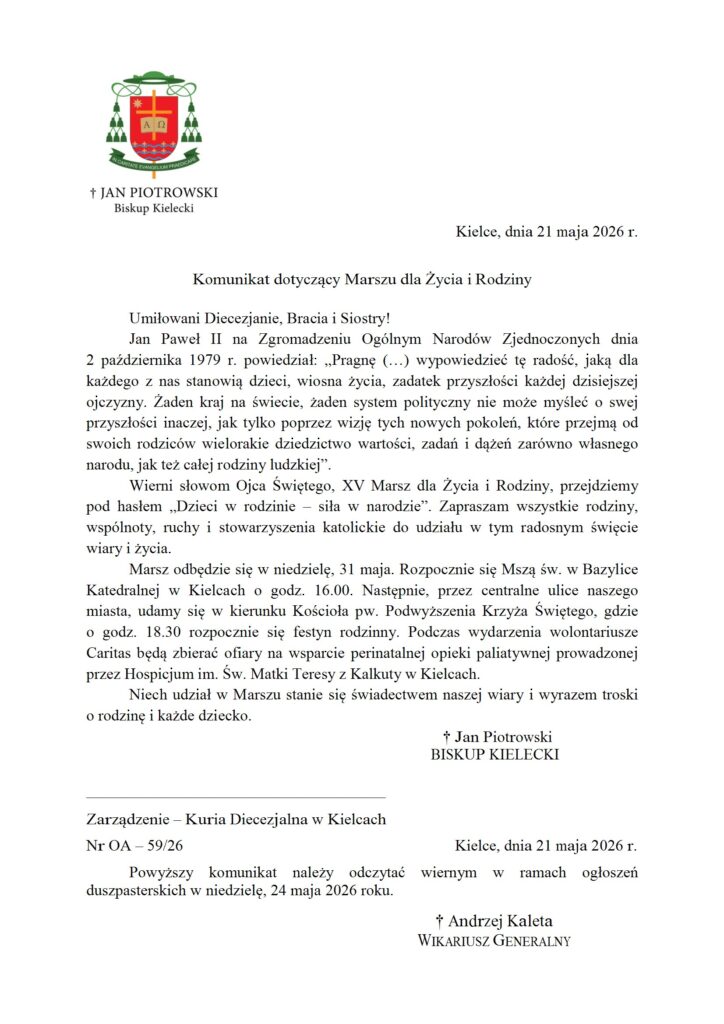 komunikat_biskupa_kieleckiego_dot._marszu_dla_zycia_i_rodziny_2026 conv 1