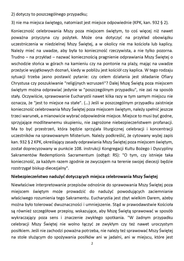 art. o miejscu sprawowania Mszy św. conv 2
